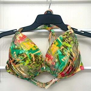 Victoria’s Secret bikini top, multi tropical color, size 36D
